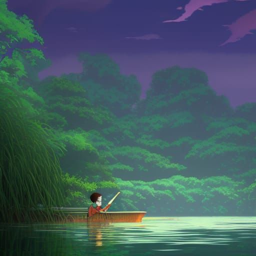 Bayou Crocodile in Anime Key Visual Style