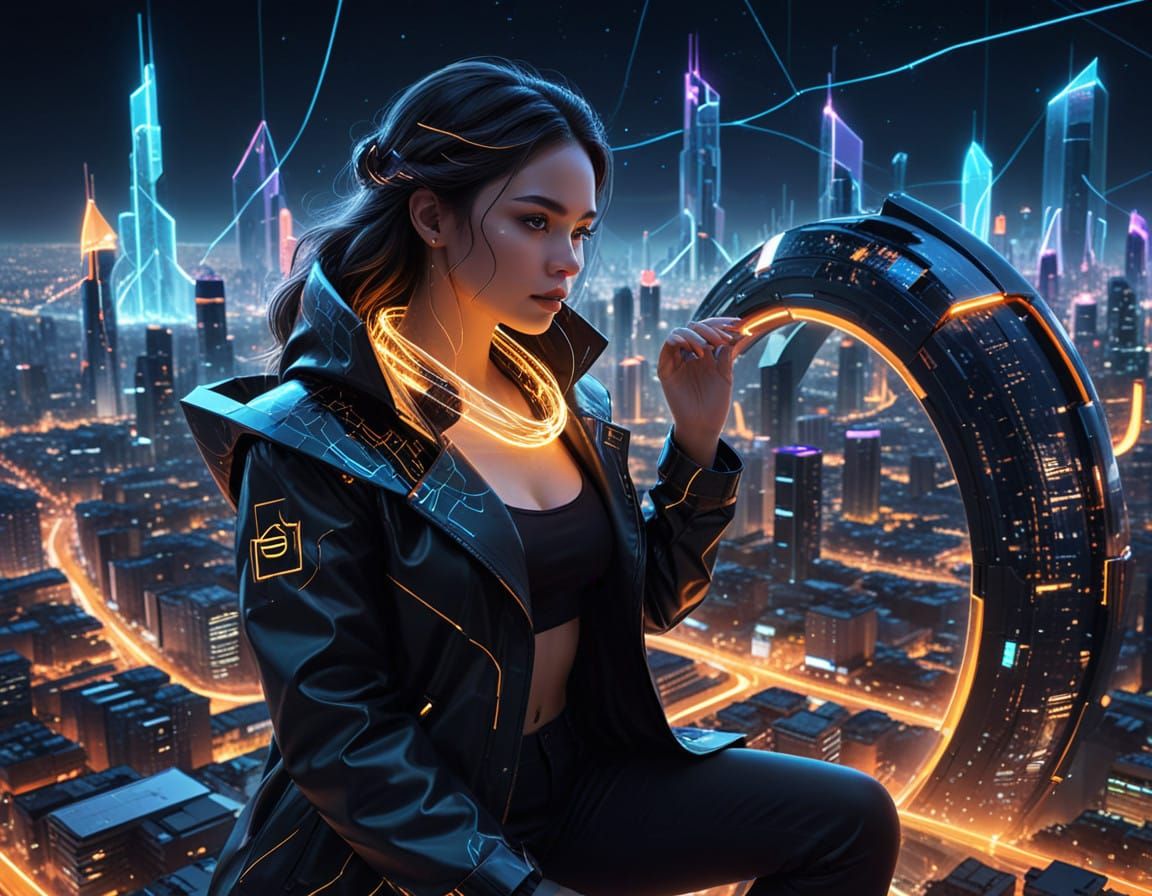 Surreal Cityscape of Blockchain Innovation