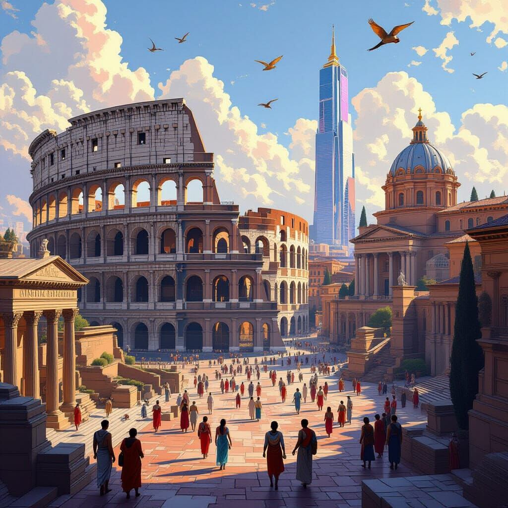 Multicultural Roman Empire in a Futuristic Style