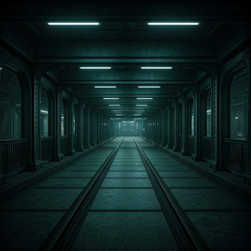 Berlin Friedrichstrasse Metro Station Overpass in a Dark Dys...