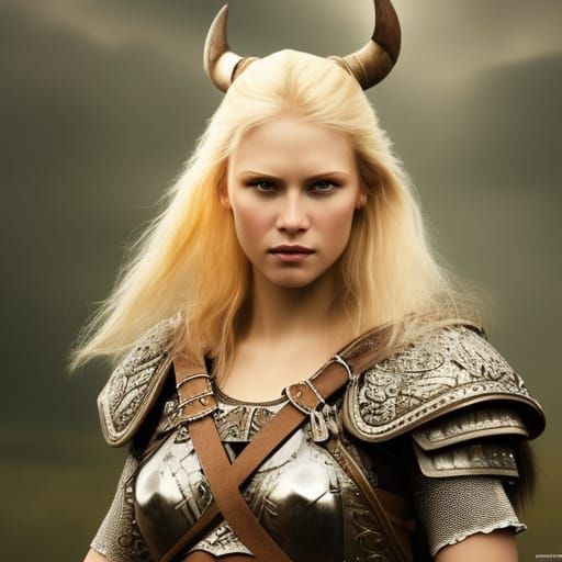Hyperrealistic Viking Princess Warrior in Digital Painting