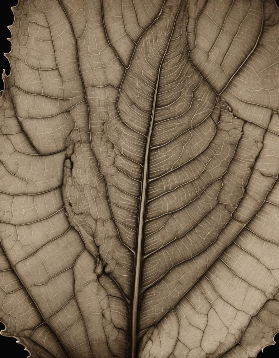 Botanical Reptile Leaf Diagram in Sepia Tones