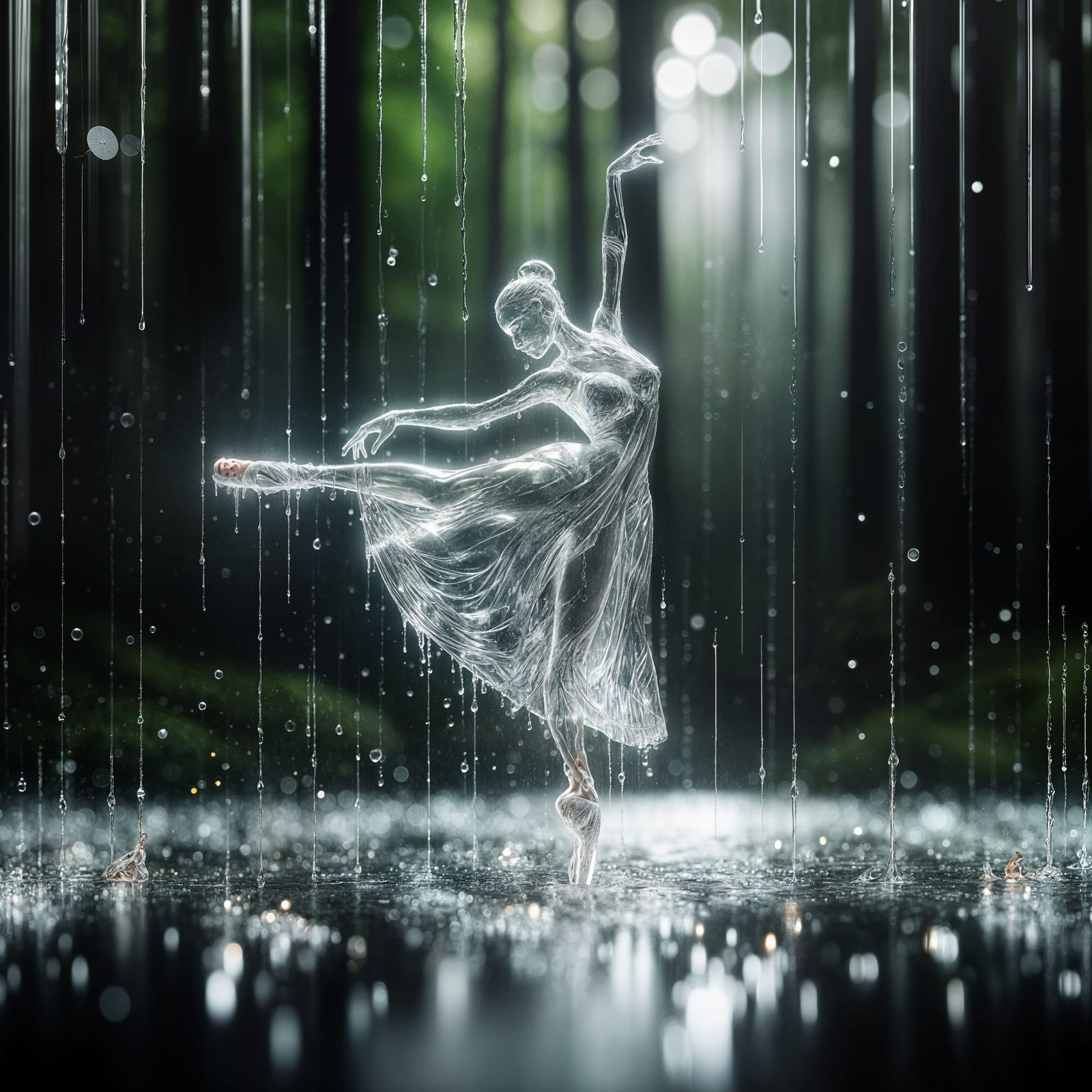 Water ballerina in the rain