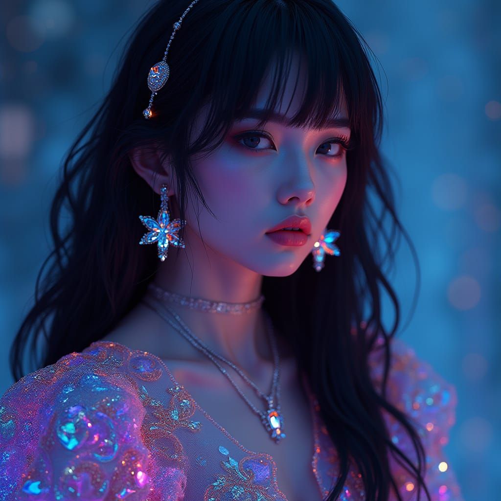 Ethereal Beauty in Cyberpunk Chic