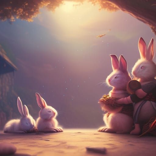 Old Rabbit Telling Stories, Fantasy Concept Art