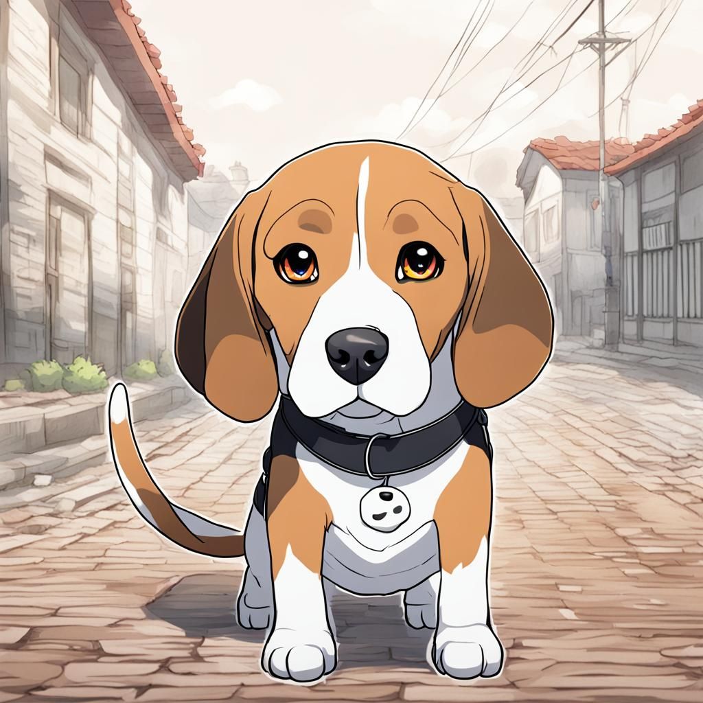 Anime Style Beagle Illustration