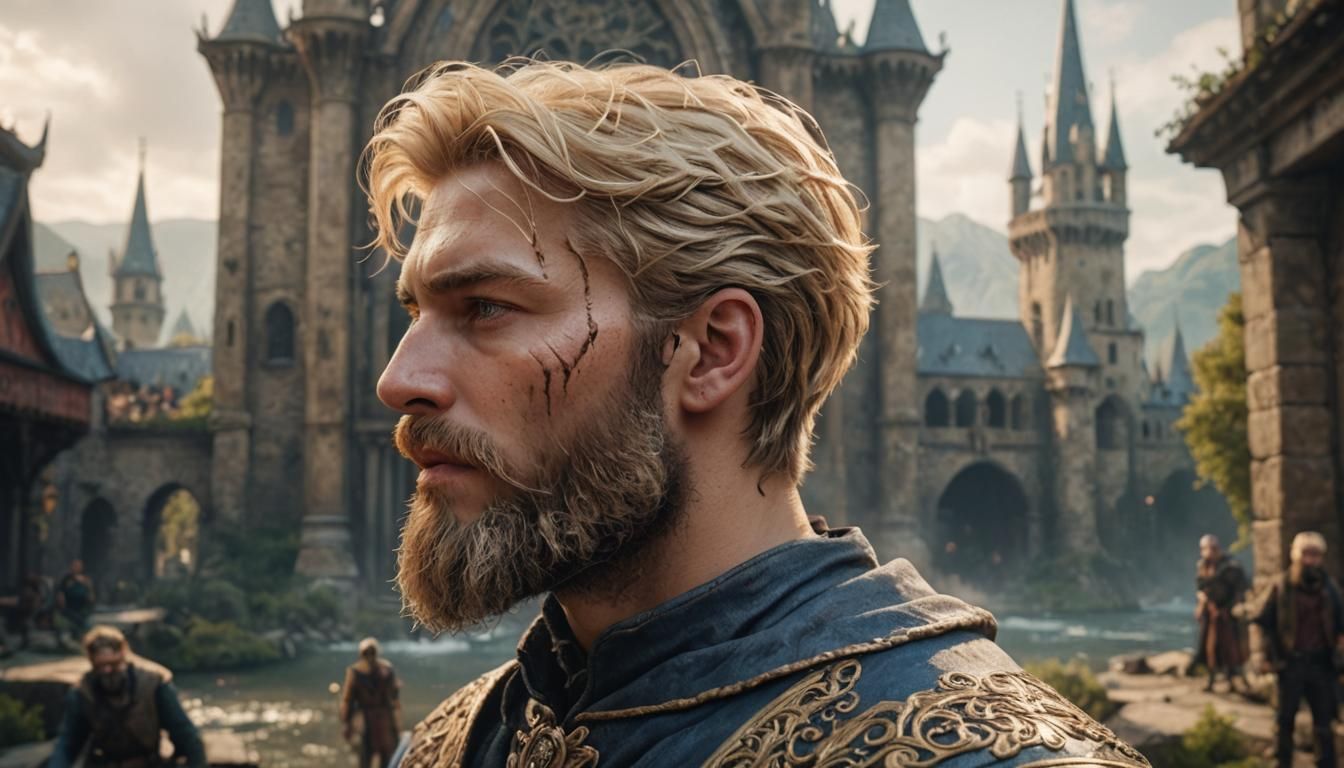 Detailed Matte Painting of a Blond Bearded Man