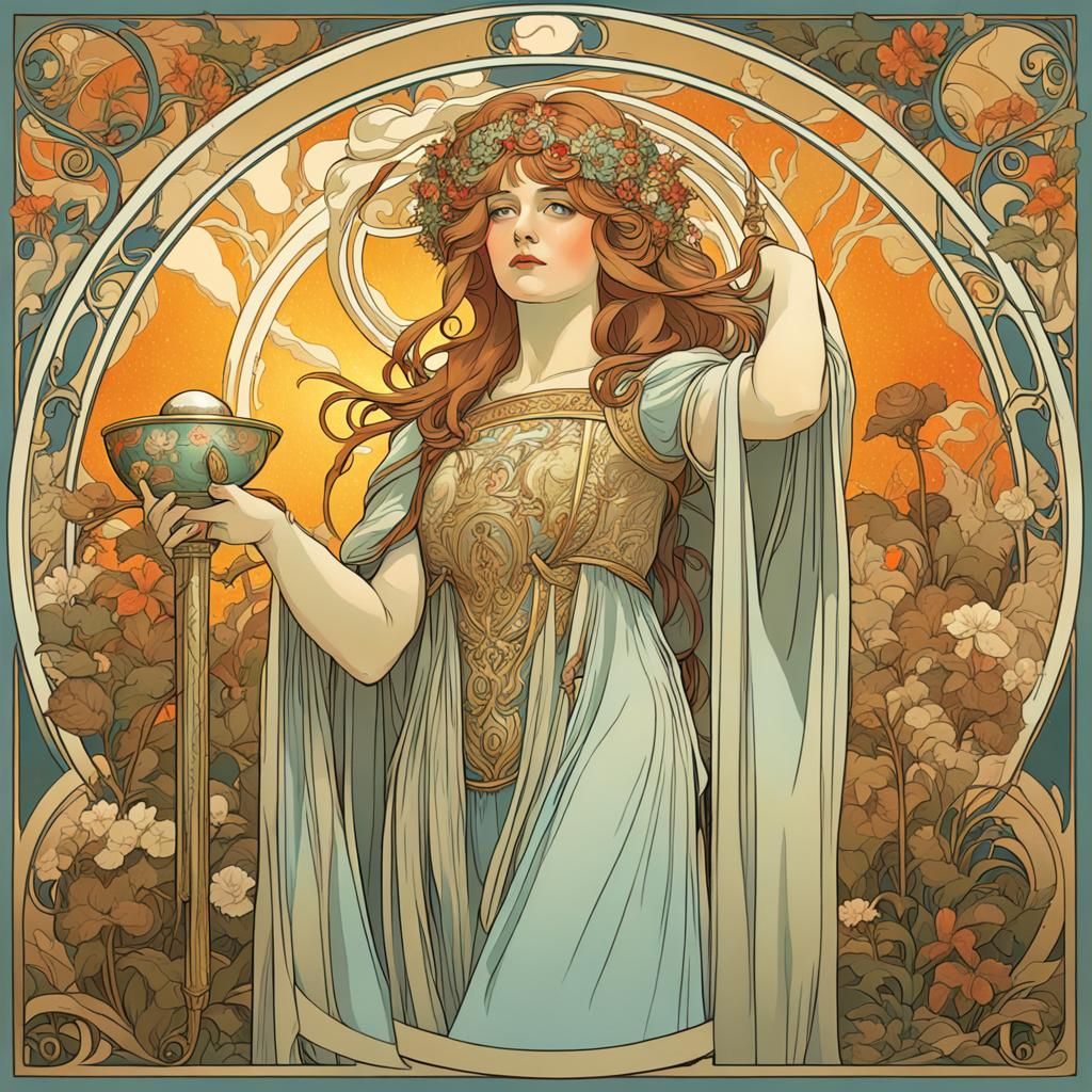 Holy Grail in Alphonse Mucha Style