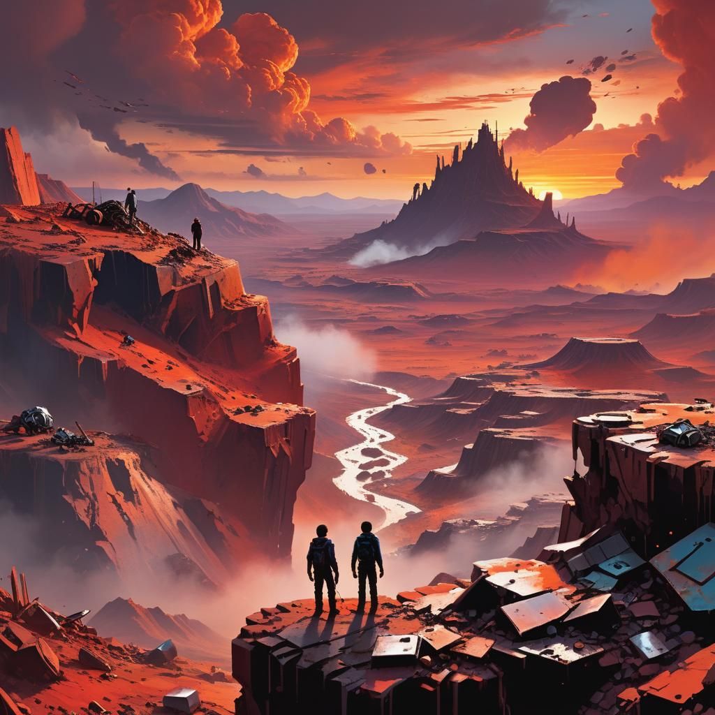Overlooking Metallic Wasteland at Sunset