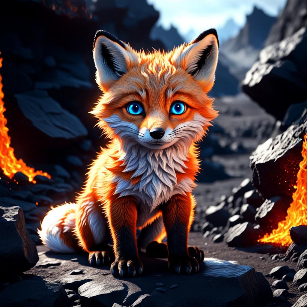 fox on lava terrain