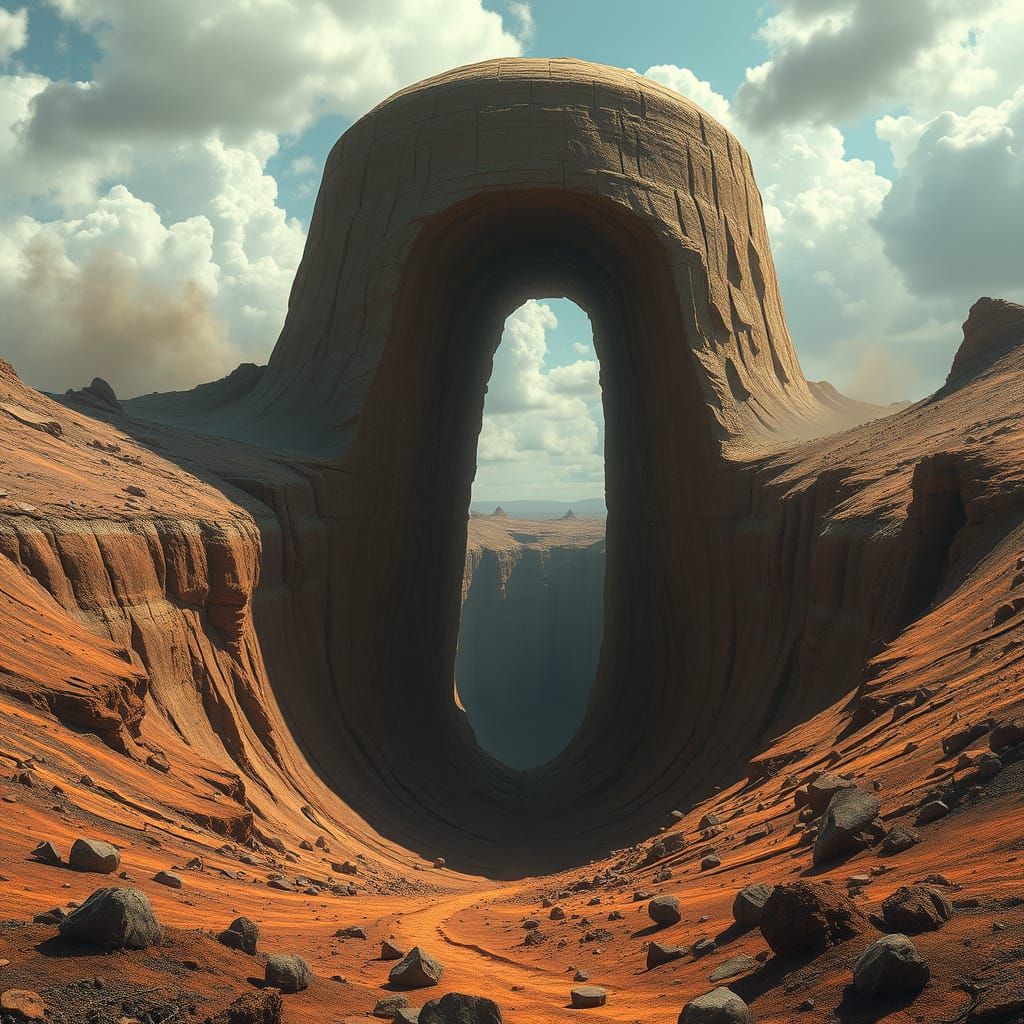 Cyberpunk-Style Colossal Ant Hill in Devastated Landscape