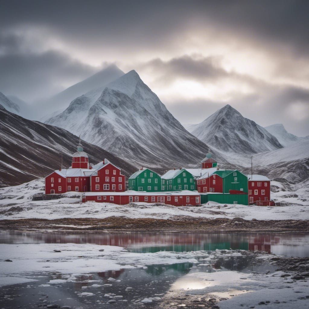 Silvery Snowscape of Pyramiden Village, Svalbard