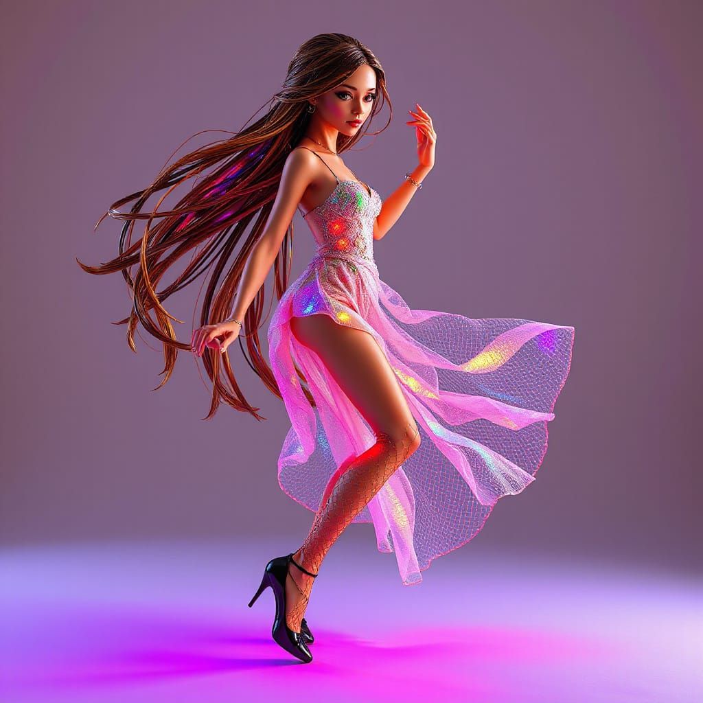 Enameled Copper Wire Sculpture of a Dancing Woman