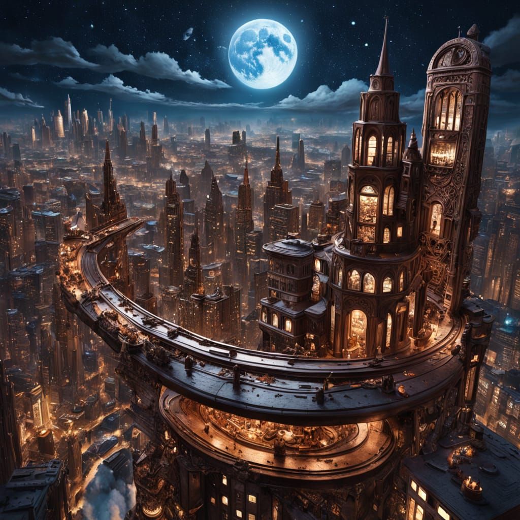 Chocolate Metropolis with Caramel Rivers in Fantasy Concept ...