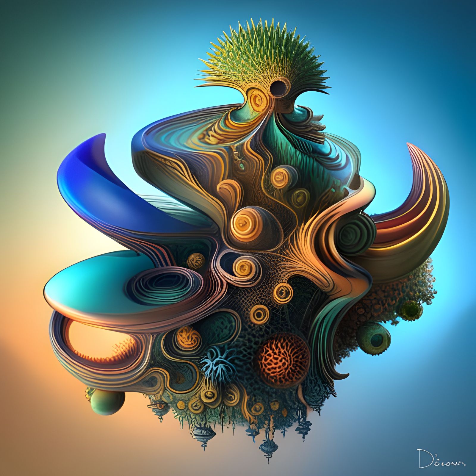 Iridescent Fractal Sculptures in 3D
