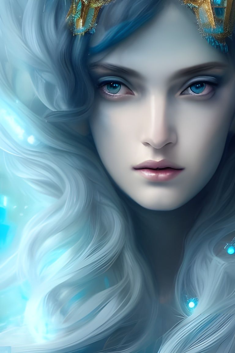 Icy Queen Portrait in Hyperdetailed Digital Art Style