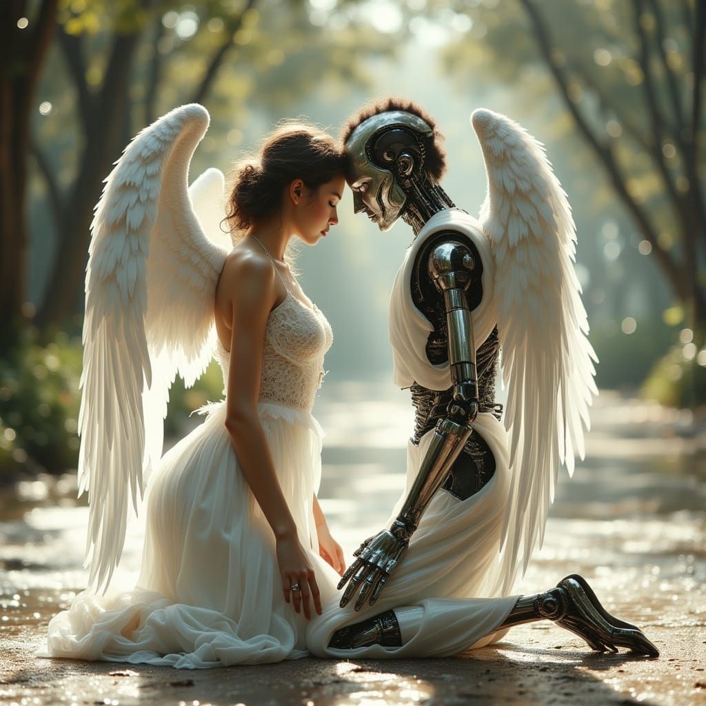 Angels Embrace: Photorealistic Bokeh Photography