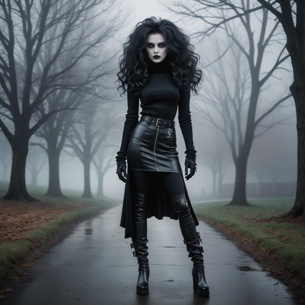 Gothic Vampire Woman Portrait in Hyperrealism