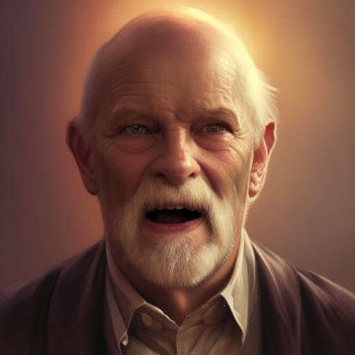 Joyful Old Man Time Amidst Fireworks Display