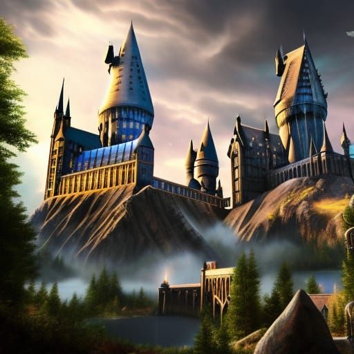 Detailed Matte Painting of Hogwarts in 8k