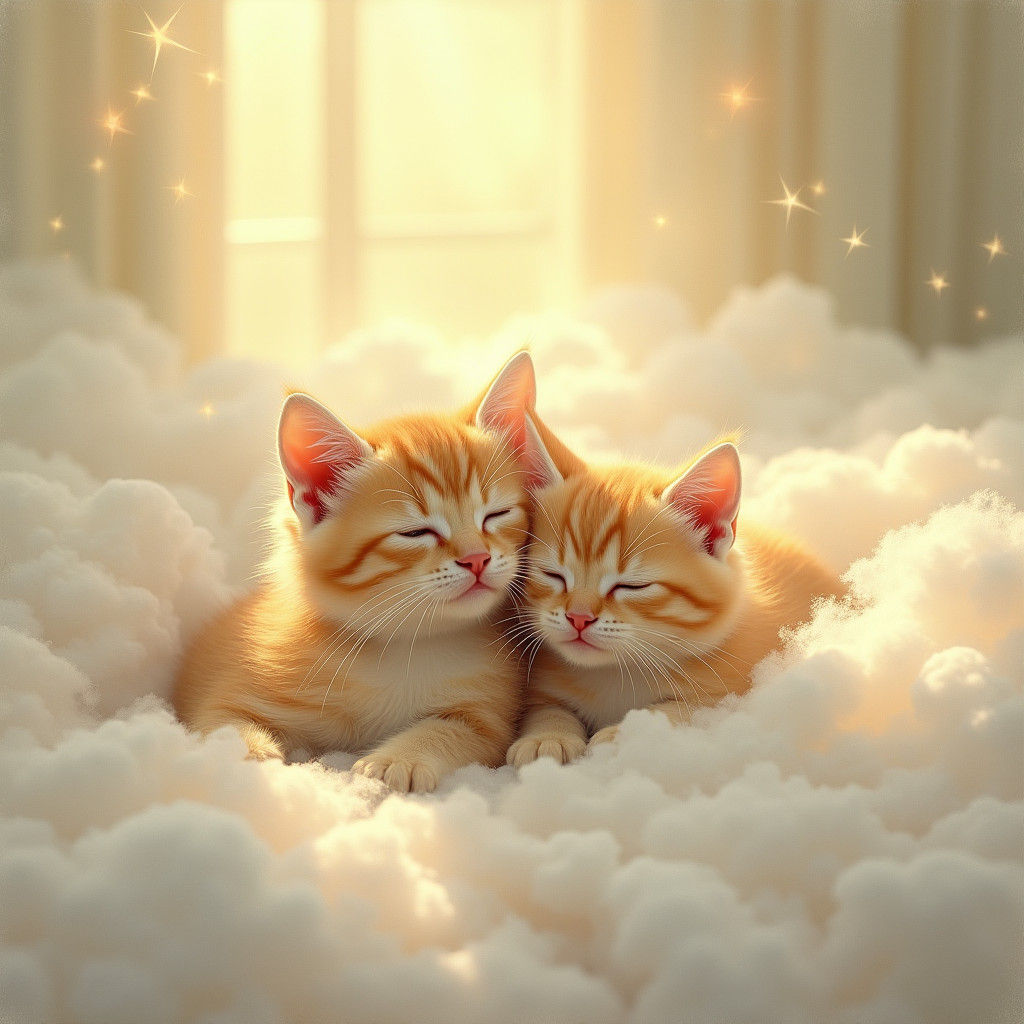 Kitten and Mother Basking in Divine Light