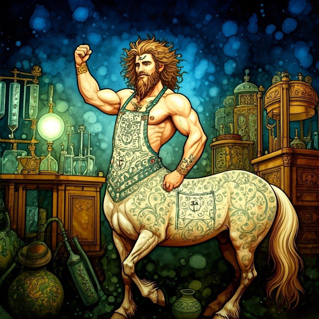 Majestic Centaur: Chiron in Expressionist Style
