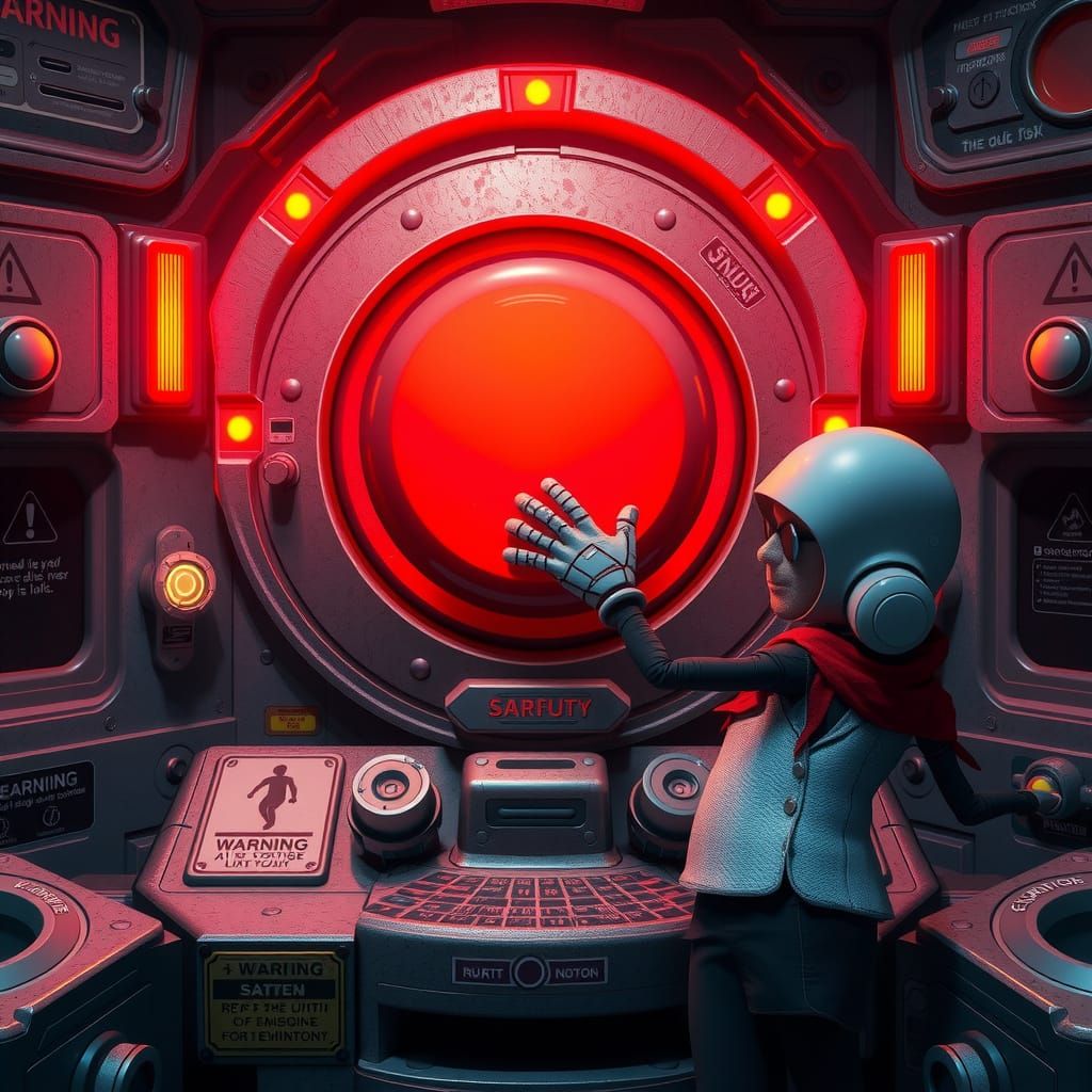 Intriguing Button in a Futuristic Control Room