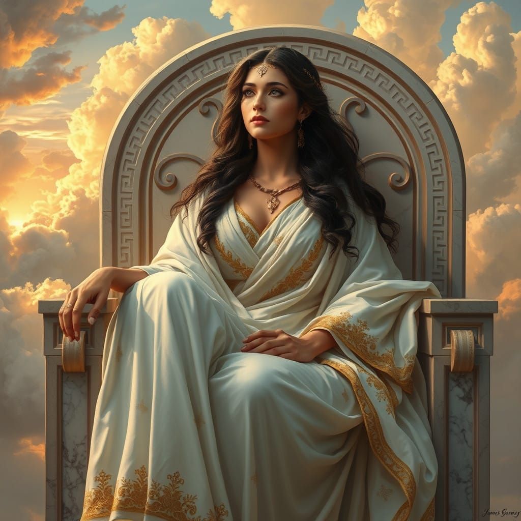 Majestic Electra, Goddess of the Heavens, in Elegant Oil Pai...