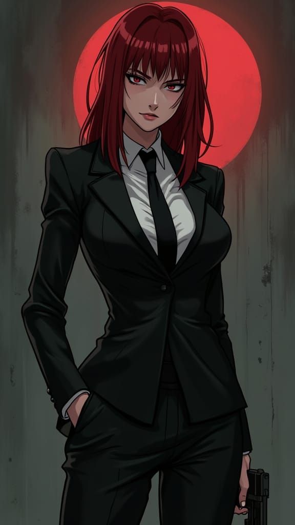 Anime-Style Female Assassin in Noir Setting