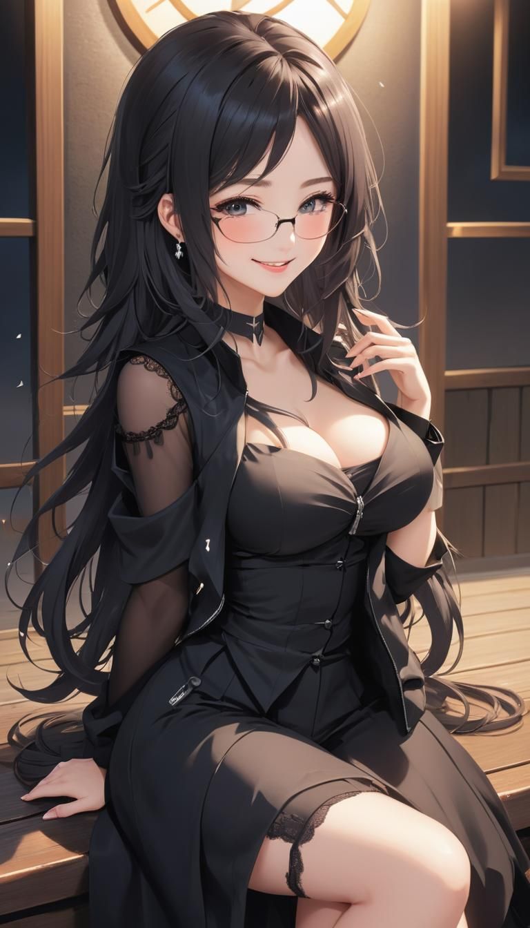 Beautiful Woman in Black Jacket, Digital Art