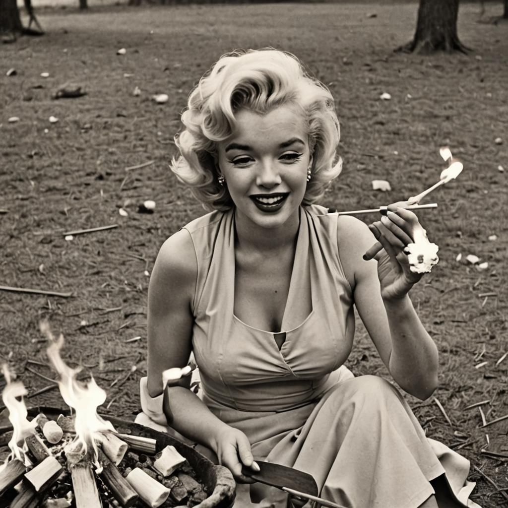 Marilyn Monroe Toasts Marshmallows