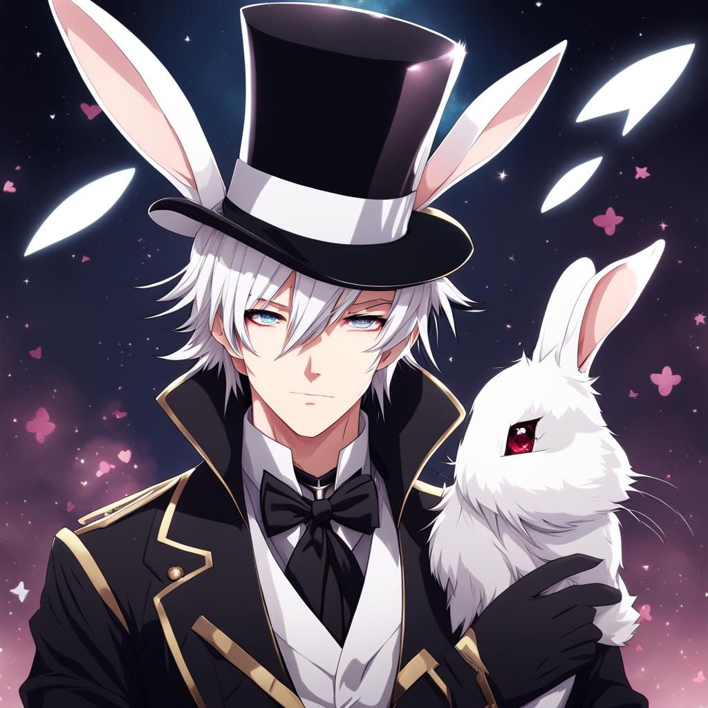 Anime Magician with Rabbit Ears in Manga Style