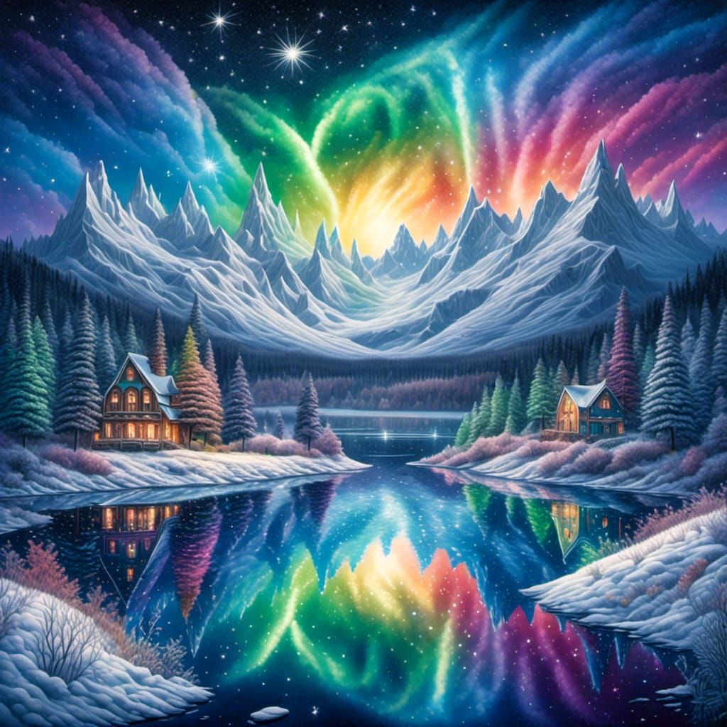 Rainbow Glitter Snow in Winter Wonderland