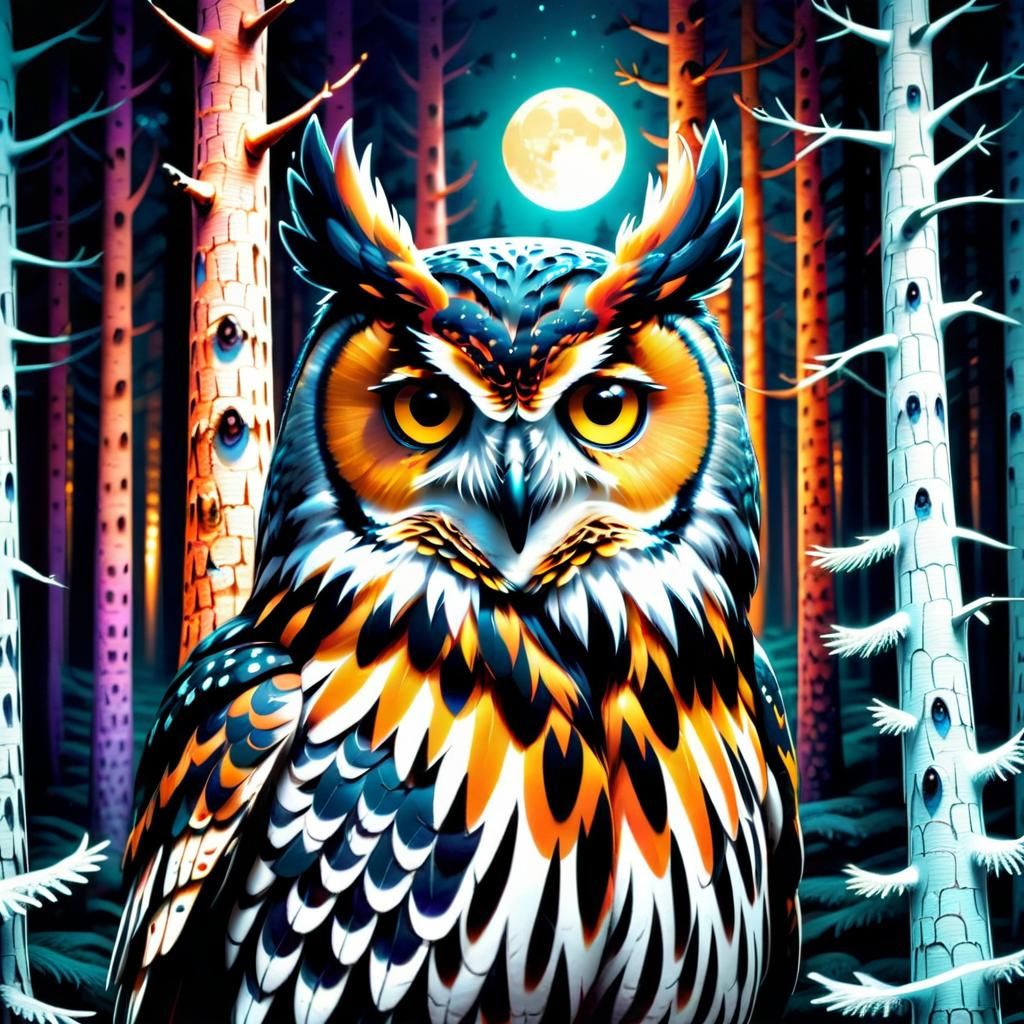 Mysterious Double Exposure Forest with Animal Designs