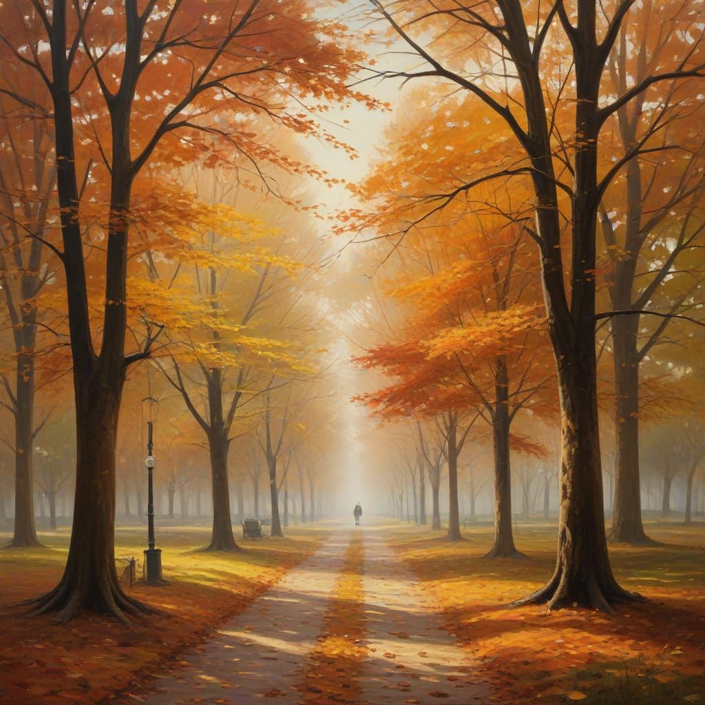 Autumn Park Vista in William Turner Style