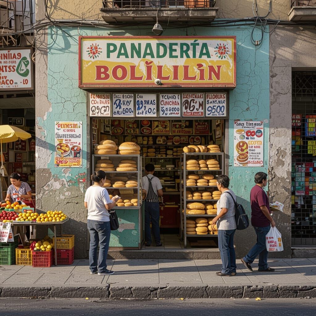 Mexico City Bakery Scene With Fresh Bread
