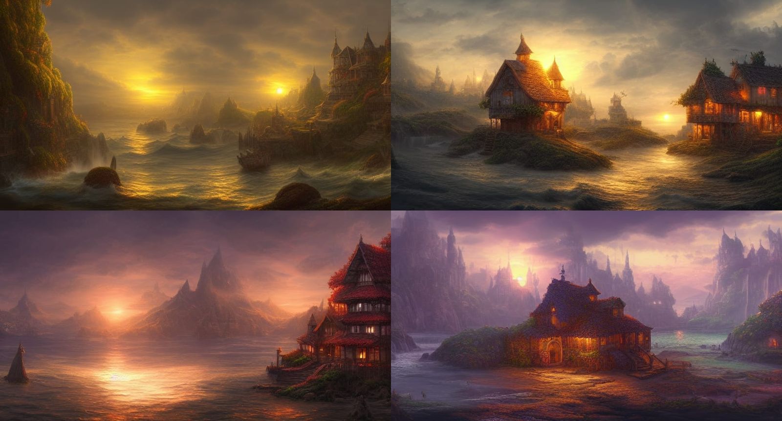 Fruit Houses in a Fantastical Landscape: Matte Painting