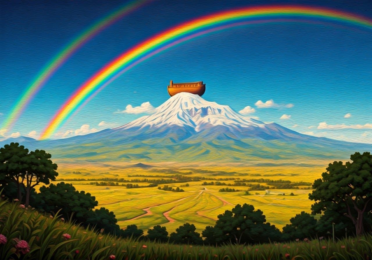 Surreal Landscape of Noah's Ark on Mount Ararat in Impressio...
