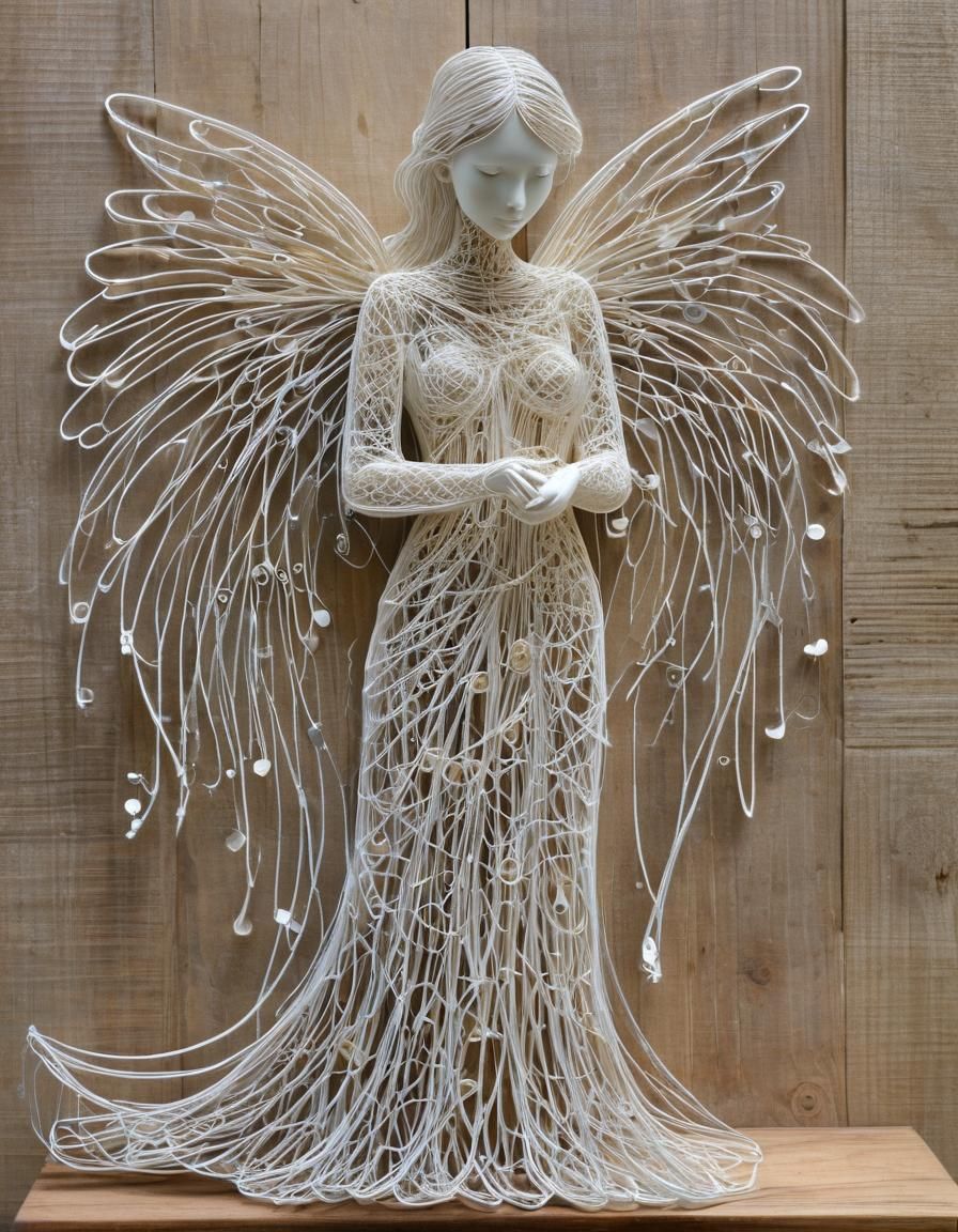 Minimalist String Art Angel Sculpture