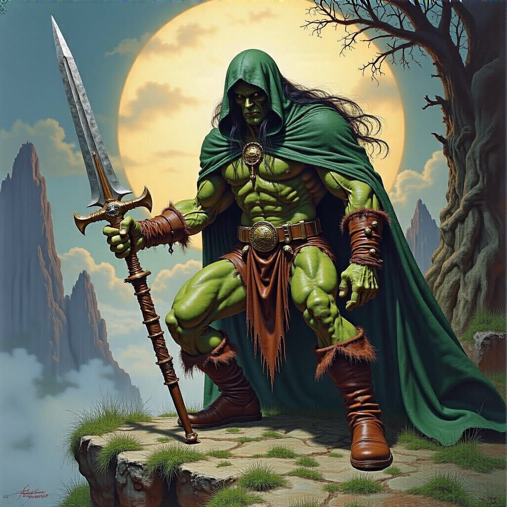 Grimdark Fantasy Landscape in Jeff Easley Style