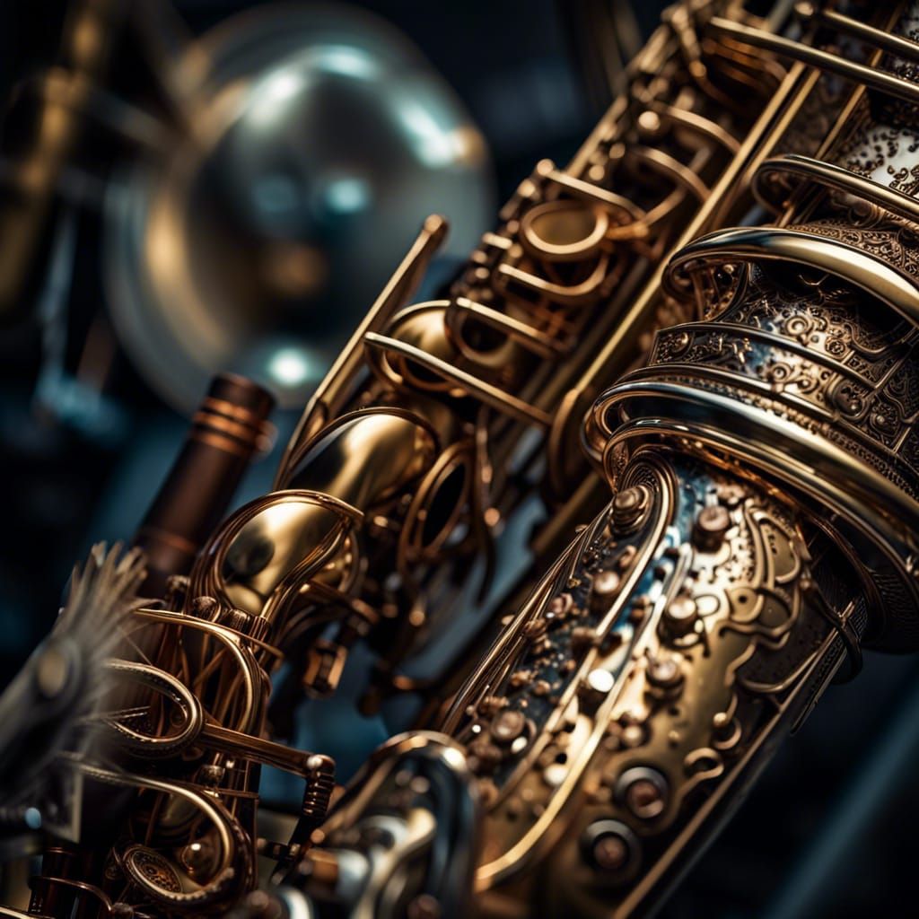 Hyperrealistic Saxophone in Cinematic Composition