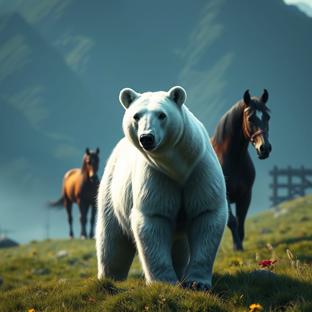 Bear with Black Face in Mountain Pasture