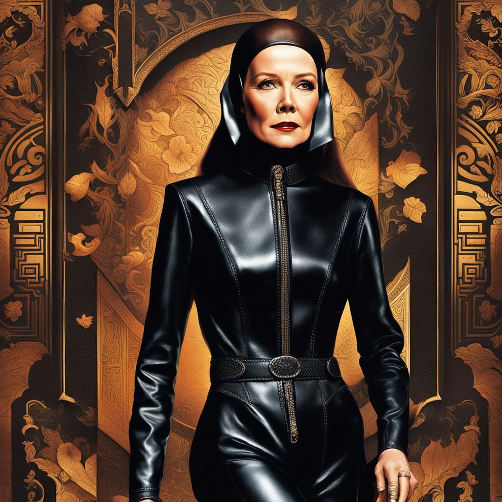 Leather Fashion Magazine Cover: Exotic Maid in Catsuit