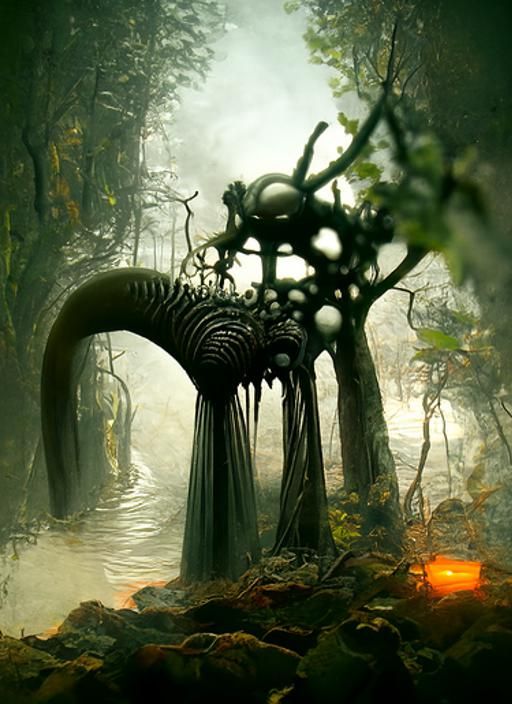 Surreal Vegetation in Misty Hollow: A Solar-Punk Vision