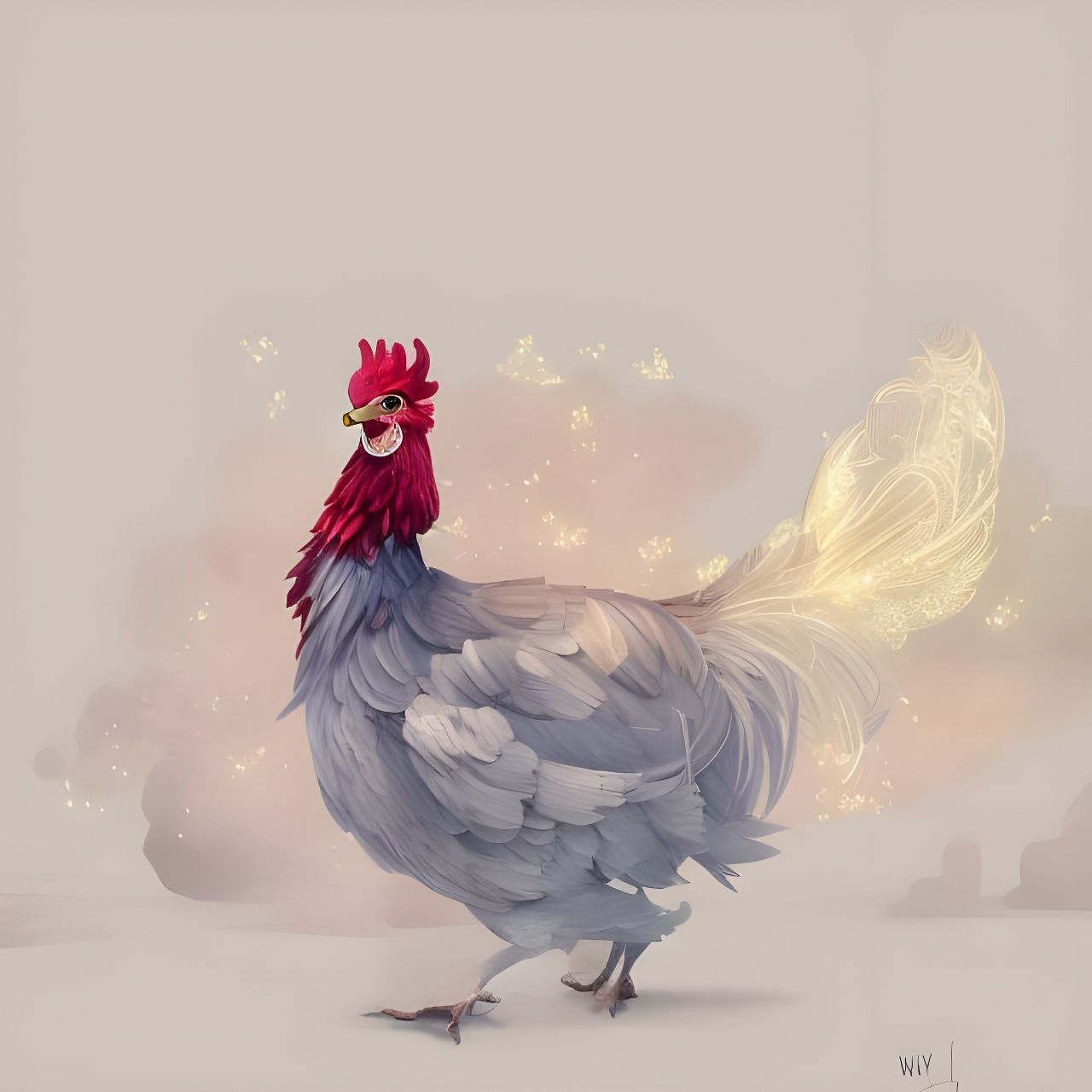 Elegant Chicken Surrounded by Crystal Sparkles