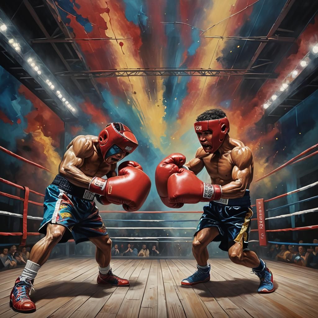 Surreal Human Boxing Gloves Confrontation