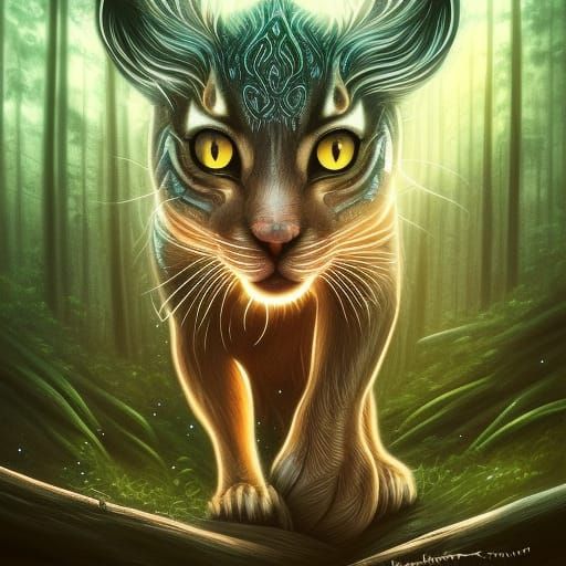 Celestial Filigree Puma in Forest Lake