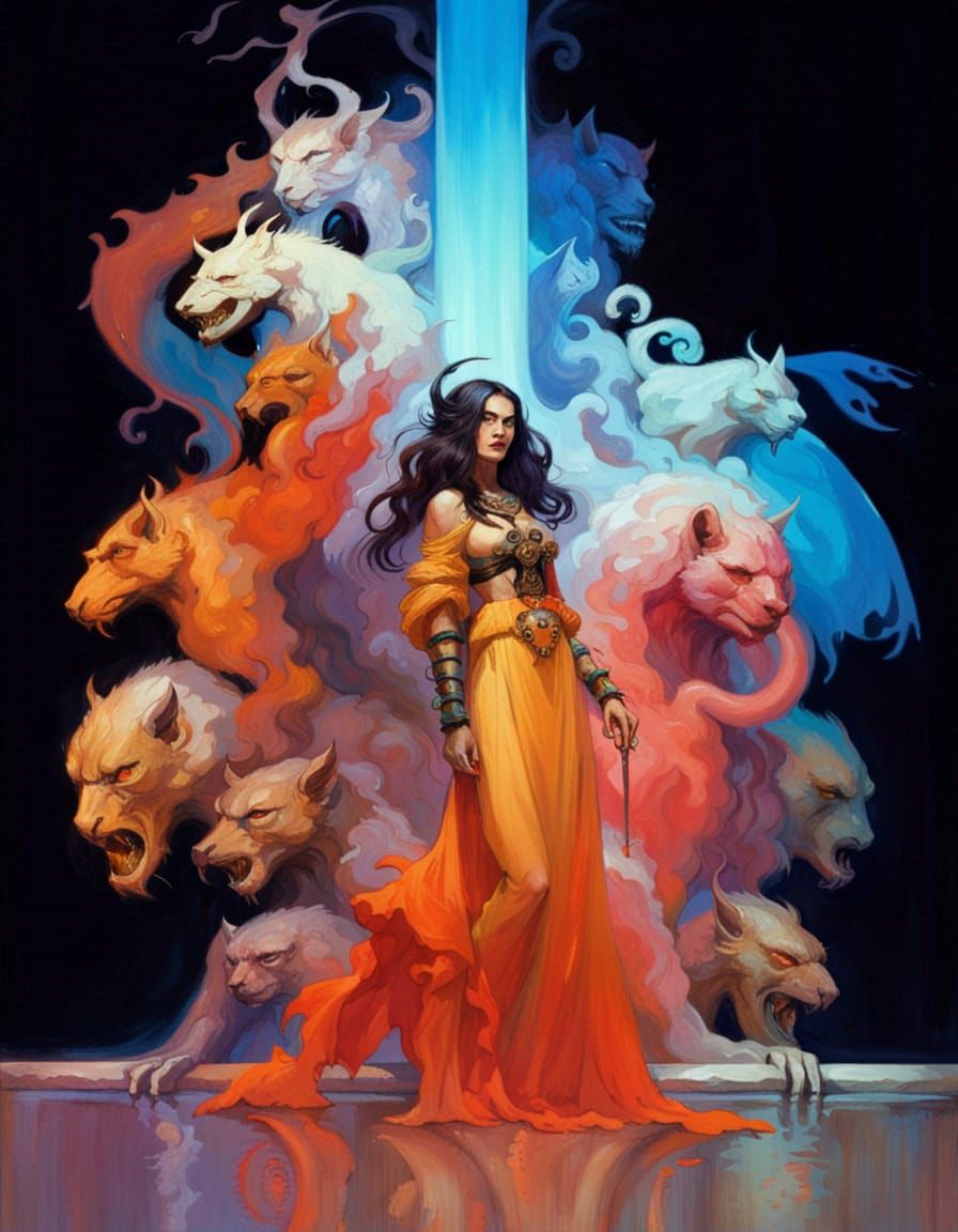 Fantasy Woman in Vivid Colors, Digital Art