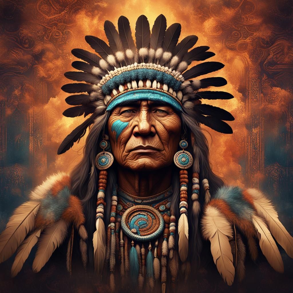 Native American Portrait Created From Words