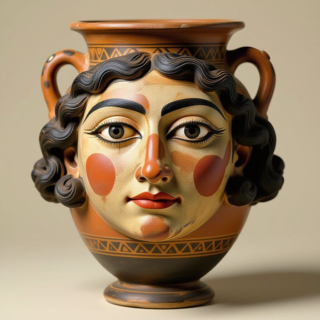 Etruscan Vase with Painted Face